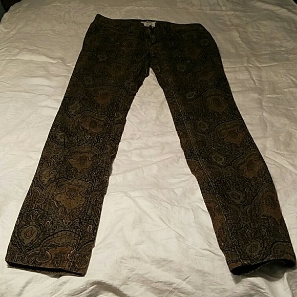 Free People paisley print corduroy pants sz 27 EUC - Picture 2 of 3